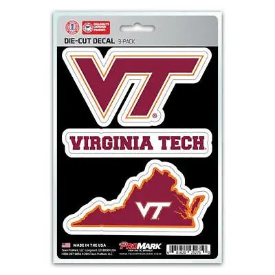 Virginia Tech Hokies Decal Die Cut Team 3 Pack [NEW] Car Truck Auto Sticker • $5.95