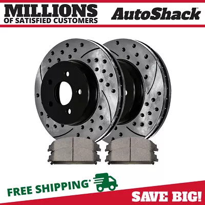 $82.24 • Buy Front Drilled Slotted Brake Rotors Black & Pads For Dodge Charger Chrysler 300