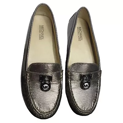 Michael Kors Women's Leather Slide On Moccasin Shoes With Lock Logo 7.5 • $50