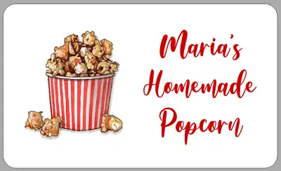 Homemade Popcorn Labels Sweet Cone Party Gift Stickers • £2.70