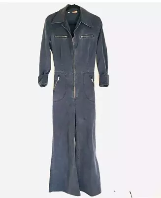 Vintage 70s Denim Flare Bottom Jumpsuit Male Brand Full Zip S/M • $200
