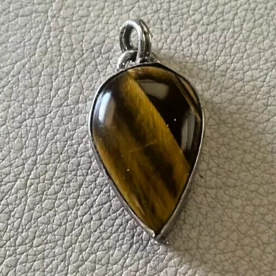 925 Sterling Silver Tiger's Eye And Smokey Quartz Pendant 16.5 Grams • $12