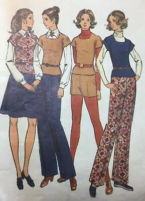 VINTAGE 1970s MAXI SKIRT Top Shorts Slacks Pants Butterick 6741 Sz 8 B 31 • £10.46
