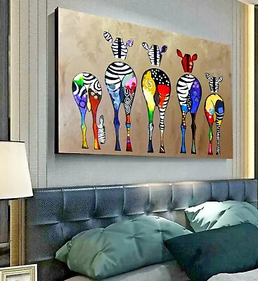 Zebra Bum Print Deep Framed Canvas Wall Art Multi Coloured Poster Picture Decor • £34.99