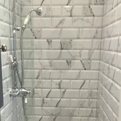 £1.50 • Buy CUT SAMPLE Savannah Victorian Brick Bevel Marble Effect Glazed Ceramic Wall Tile