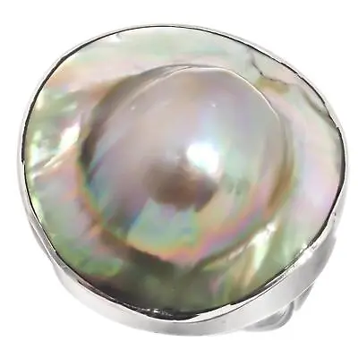 925 Silver Opulent Mabe Blister Pearl In Shell Sterling Us 7 Ring 7/8  • $34.95