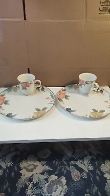 Mikasa Country Classics Fruit Panorama 11  Snack Plate Lot Of 2 Plates & 2 Cups • $20