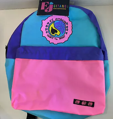 EJ Gitano Vintage Retro Pink/ Baby Blue BackPack Book Bag 80s 90s With Tags 13” • $109.40