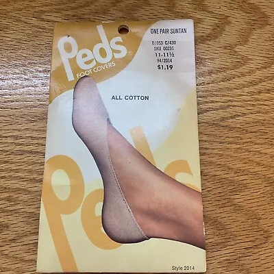 Vtg.PEDS Women's 11/11.5 Suntan Cotton Knit Hosiery Foot Covers-Made In USA • $12