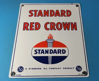 Vintage Standard Red Crown Sign - Porcelain Torch Gas Motor Oil Pump Plate Sign • $145.57