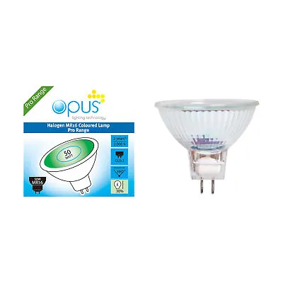 £8.95 • Buy 2 X Opus 50w 12v GU5.3 MR16 Green Coloured Halogen Dichroic Spot Light Bulb 