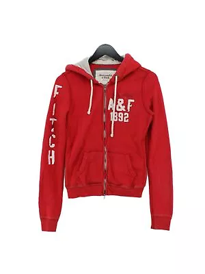 Abercrombie & Fitch Women's Hoodie L Red Graphic Cotton With Polyester Pullover • £10.30