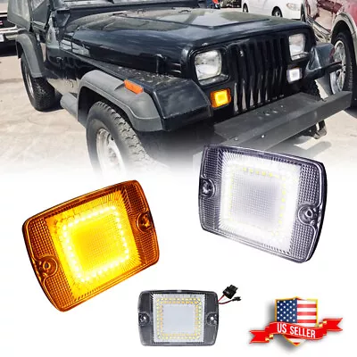 Fits Jeep 1987-1995 Wrangler YJ Clear Switchback LED DRL Turn Signal Lights 2PCS • $39.99