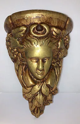 Vintage~Woman Face~Victorian~Wall Sconce/ Shelf~Gold~Leaves~Medusa~”6”x8.5” • $40