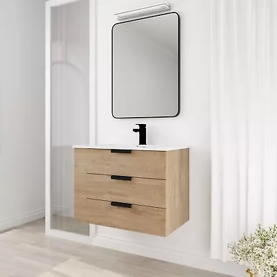 30‘’Bathroom Vanity With Top Sink Soft Close Drawer And Side Shelf Imitate Oak • $718.88