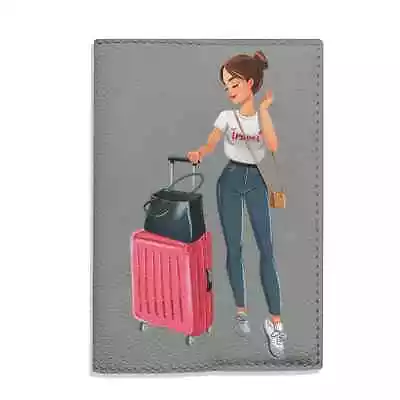 £12.20 • Buy Travel Girl With Pink Bag Passport Holder For Women, Stylish Cover For Documents
