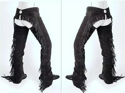 Black Suede Riding Driving Motorcycle Western CHAPS S M L XL XXL By Showman • $74