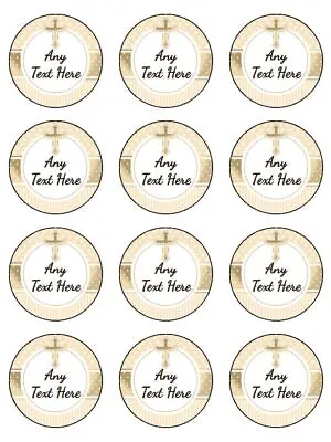 £3.66 • Buy Any Text Religious Gold Theme Edible Toppers Wafer Or Icing Cupcake X 12
