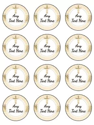 £5.24 • Buy Any Text Religious Gold Theme Edible Toppers Wafer Or Icing Cupcake X 12