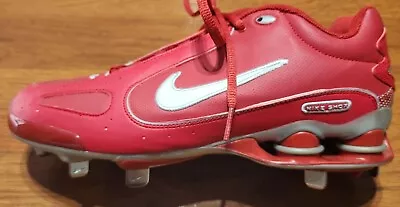 NOS Nike Men’s Shox Red White Grey Metal Baseball Cleats Size 8.5 • $67.97