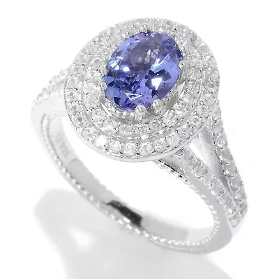 Natural Tanzanite Halo Ring 925 Sterling Silver Women Ring Valentine Day Gift  • £186.28