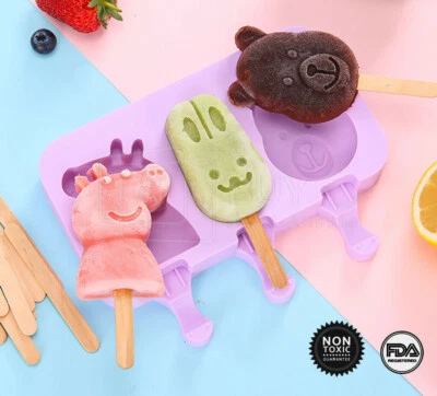 $10.54 • Buy Silicone Ice Cream Baby Kids Soft Popsicle Molds Summer DIY Ice Maker Mould Tool