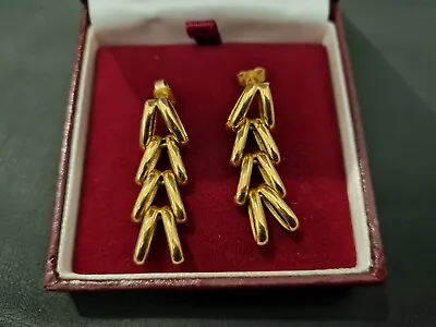 Rare 18ct Gold Drop Dangle Earrings 4.8g • £389