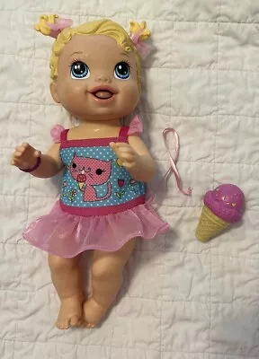 Baby Alive 2012 Yummy Treat Baby Doll Blonde Licks Ice Cream Cone • $42.99