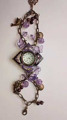 Beautiful Ladies Lilac/purple Beaded And Charm Bracelet Watch For All Occasions • £2.39