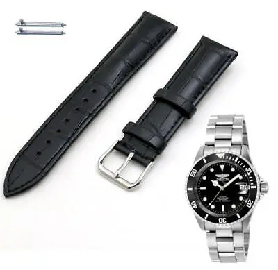 Black Croco Leather Watch Band Strap Fits Invicta Pro Diver 9937 9937OB 1041 • $20.15