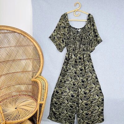 $69 • Buy Table Eight Palm Jumpsuit New With Tags Size 16 L Green Black Plant Print