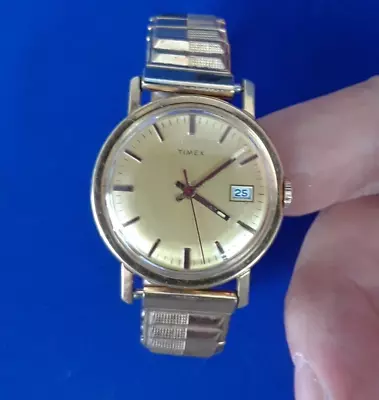 Vintage Timex Men Wind Up Watch Mechanical Date Runs Perfect • $34.99