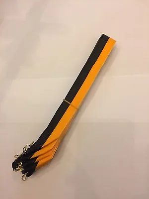 10 X Black And Gold Medal Ribbons Lanyards With Gold Clips 22mm Wide • £6.95