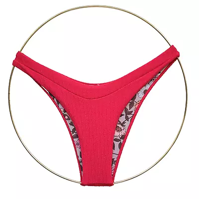 Maaji High Leg Cheeky Bikini Bottom Sz M Red • $24