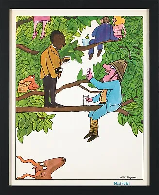 Original Vintage Poster Tomi Ungerer Air India Nairobi  Travel  1969 FRAMED • $570