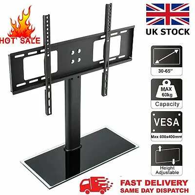 Universal Table Top TV Stand Bracket Base Adjustable Pedestal Mount 30-65  Inch • £25.99