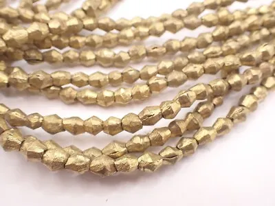26  BRASS METAL BICONE African Trade Beads Handmade Golden African Tribal • $11.95