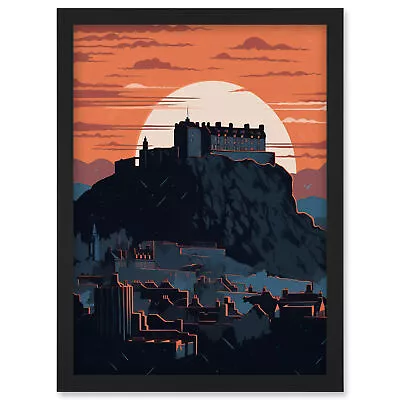 Edinburgh Castle And Old Town Atmospheric Sunset Framed Art Picture Print A4 • £18.99