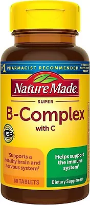 SUPER B-COMPLEX Vitamin C B1 B2 B3 B6 Folic Acid B12 Boost Energy Antioxidant • $6.89