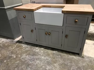 £1800 • Buy Kitchen Sink Unit Free Standing Solid Pine With Belfast Sink And Oak Worktop