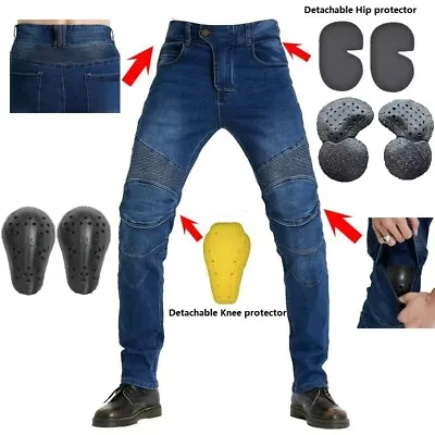 Motorcycle Jeans Protective Riding Gear With Kevlar Knee Pads Safety Men Women • $55.99