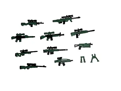 LEGO Military Weapon Machine Gun Rifle Pistol Building Blocks Toy Set Lot Green • $9.46