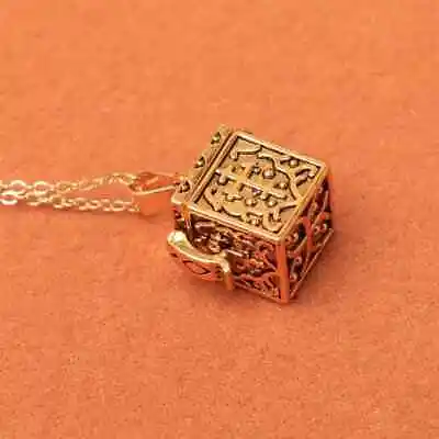 Carved Openable Magic Box Pendant Necklace Elegant Antique Golden Men Women Gift • $13.98