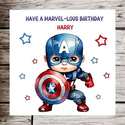 Birthday Card Personalised Captain America Grandson Son  Nephew Boy Children • £3.89