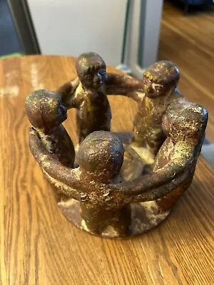 Large Pottery Candle Holder- Circle Of Friends 5 Aztec/Mayan Dancers • $25