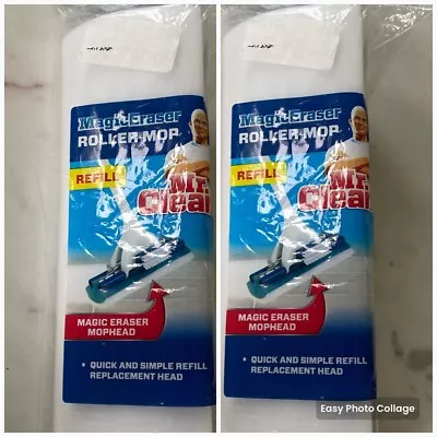 🆕2-Pk✨Mr. Clean✨Magic Cleaning Eraser✨Blue And White✨Roller Mop Refill✨ • $19.89