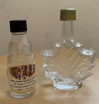 Maple Syrup Bottles Lot Of 2 Maple Grove Farms And Maple Leaf Lids EUC • $8.99