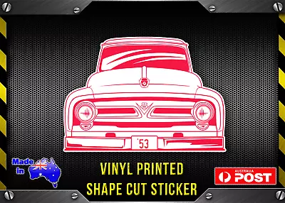 1953 Ford F100 Truck Ute Sticker - Vinyl Print Front End - Red • $6.50