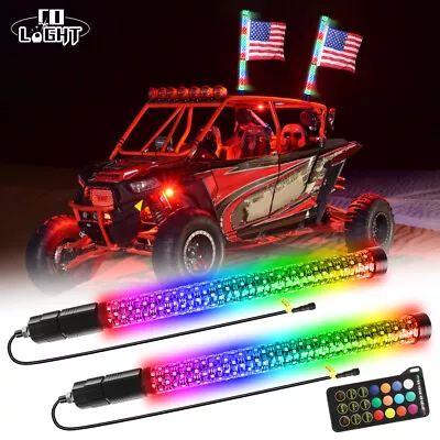 2x 2ft LED Whip Lights Offroad RGB Light Remote Control APP & Remote For ATV UTV • $183.54