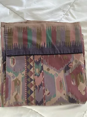 Vintage 1981 Collier Campbell By Martex Flat Sheet Queen Ikat Southwestern • $25